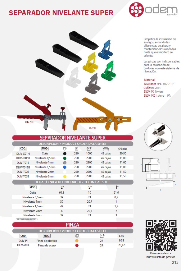 PINZA PLASTICO NIVELAR